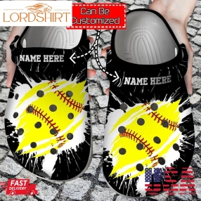 Personalized Softball Ripped Through Crocs Clog Shoes