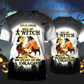 Personalized Soul Of Witch Heart Of A Dragon Halloween T Shirt 3D