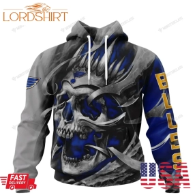 Personalized St Louis Blues Custom Skull Jersey Hoodie, Shirt