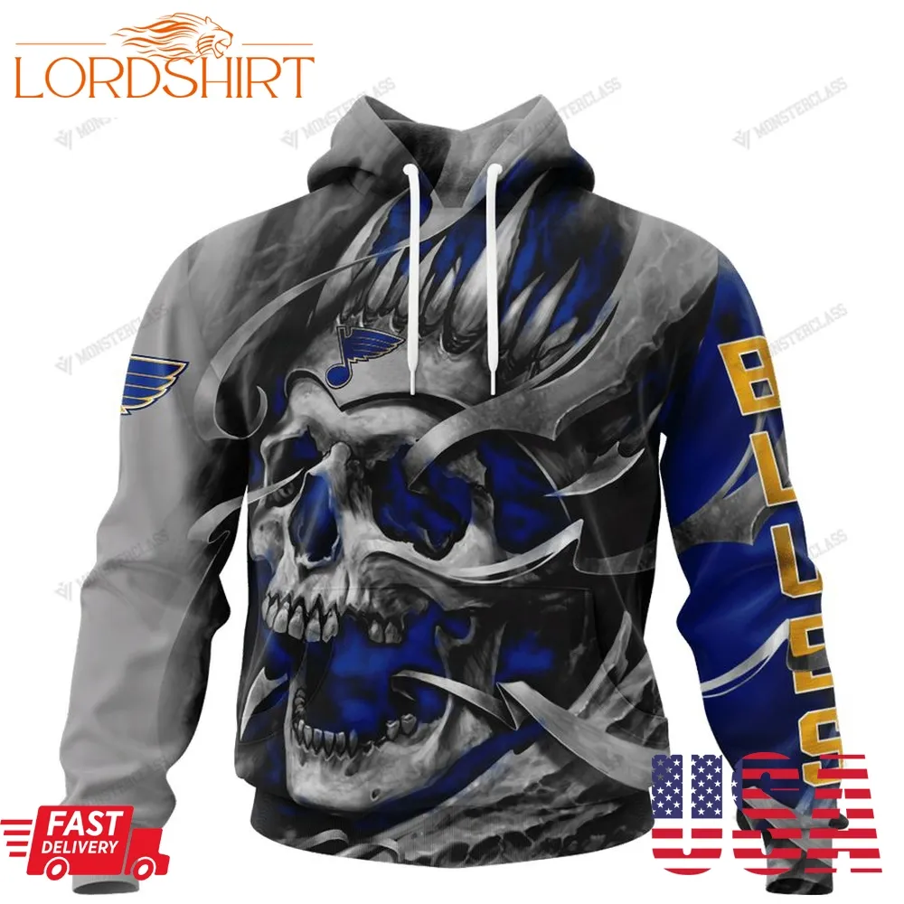 Personalized St Louis Blues Custom Skull Jersey Hoodie, Shirt