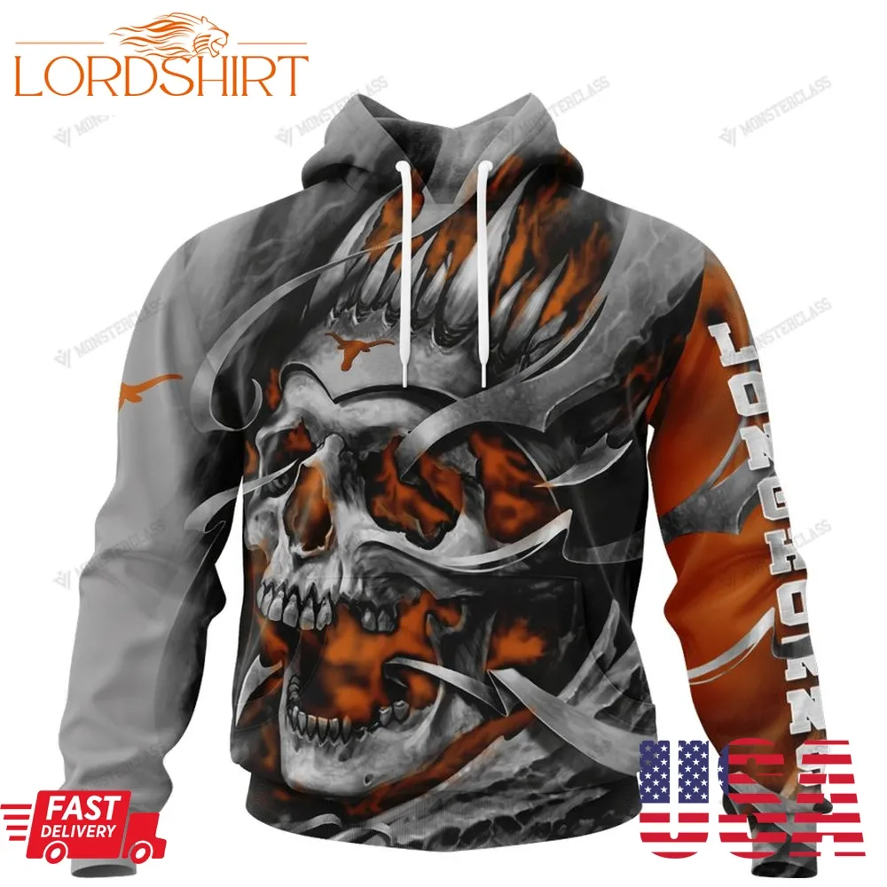 Personalized Texas Longhorns Custom Skull Jersey Hoodie, Shirt