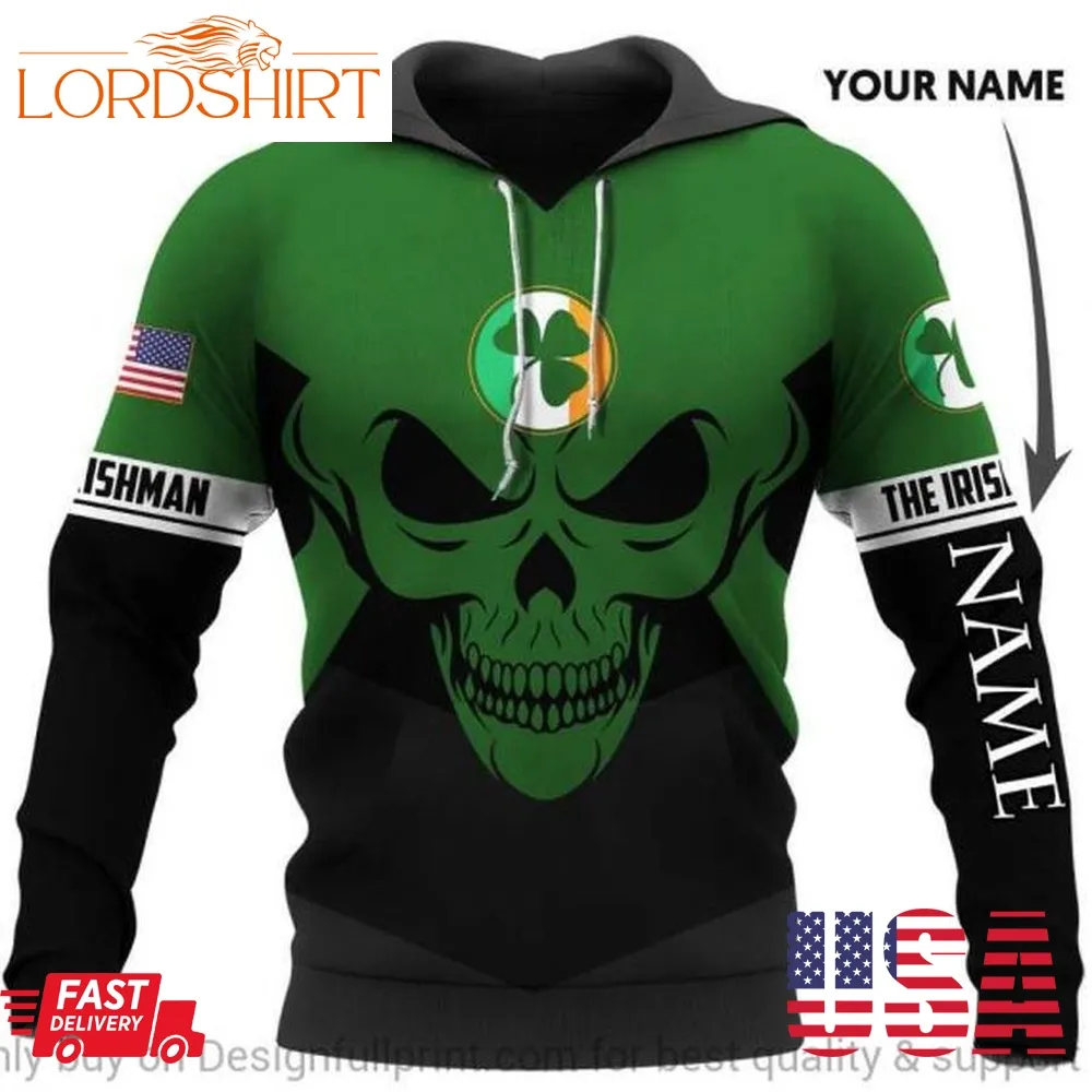 Personalized The Irishman Skull Us Unisex Hoodie