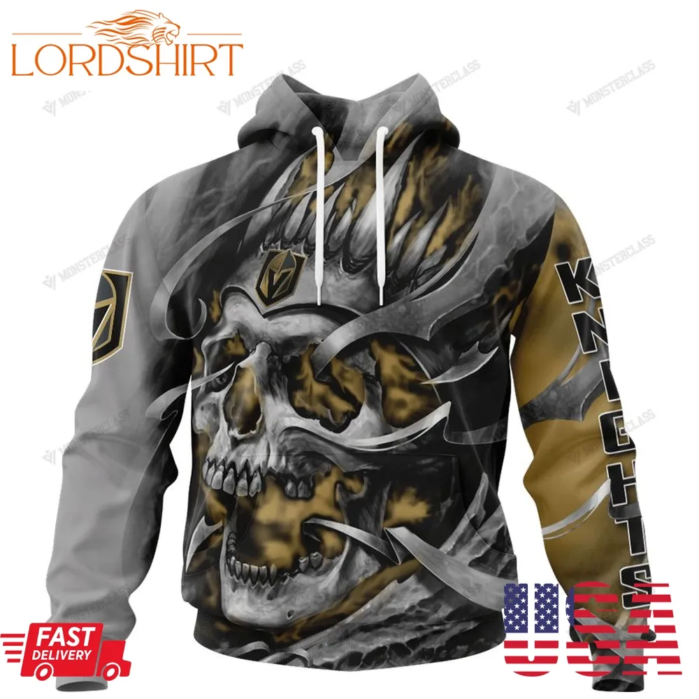 Personalized Vegas Golden Knights Custom Skull Jersey Hoodie, Shirt