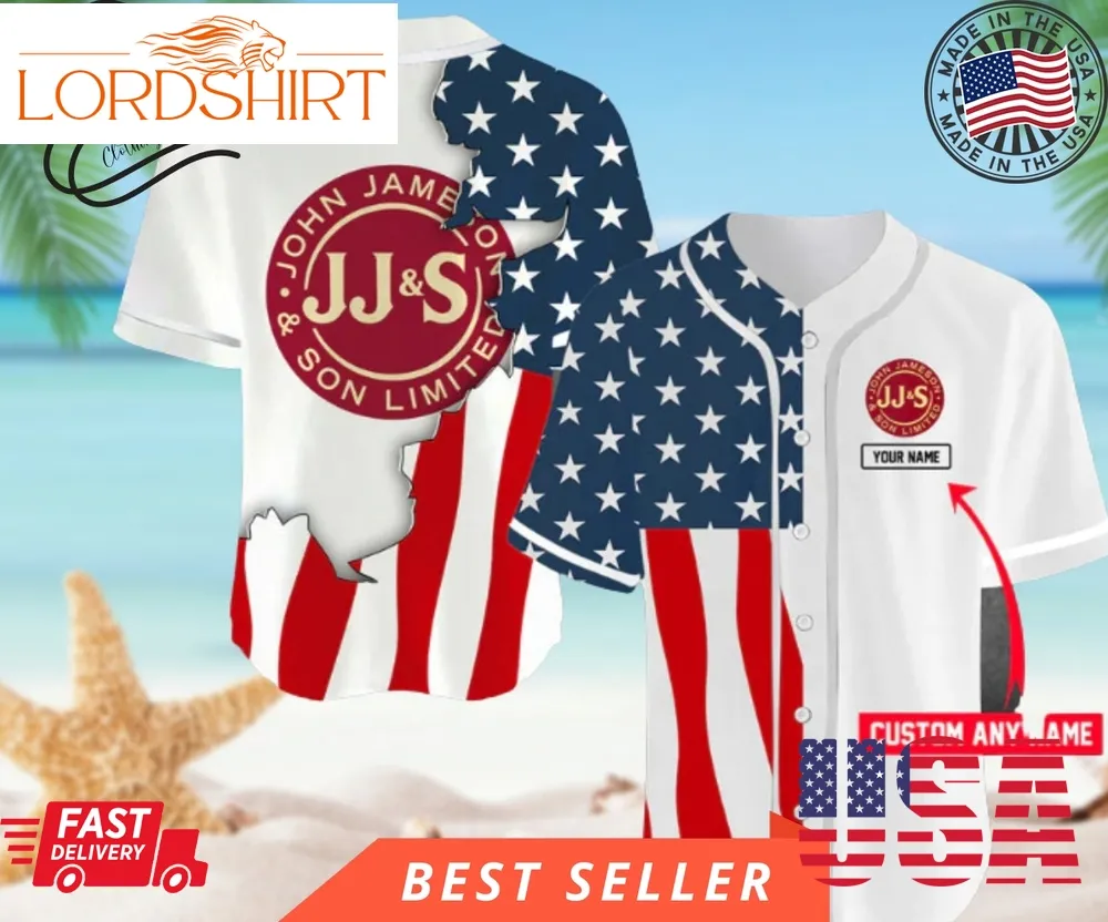 Pesonalized Us Flag Jameson Whiskey Baseball Jersey, Halloween Shirt, Hawaii Holiday Beach Flamingo Stag Brewery Summer