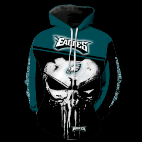 Philadelphia Eagles Punisher Skull New Full All Over Print V1447 Hoodie Zipper