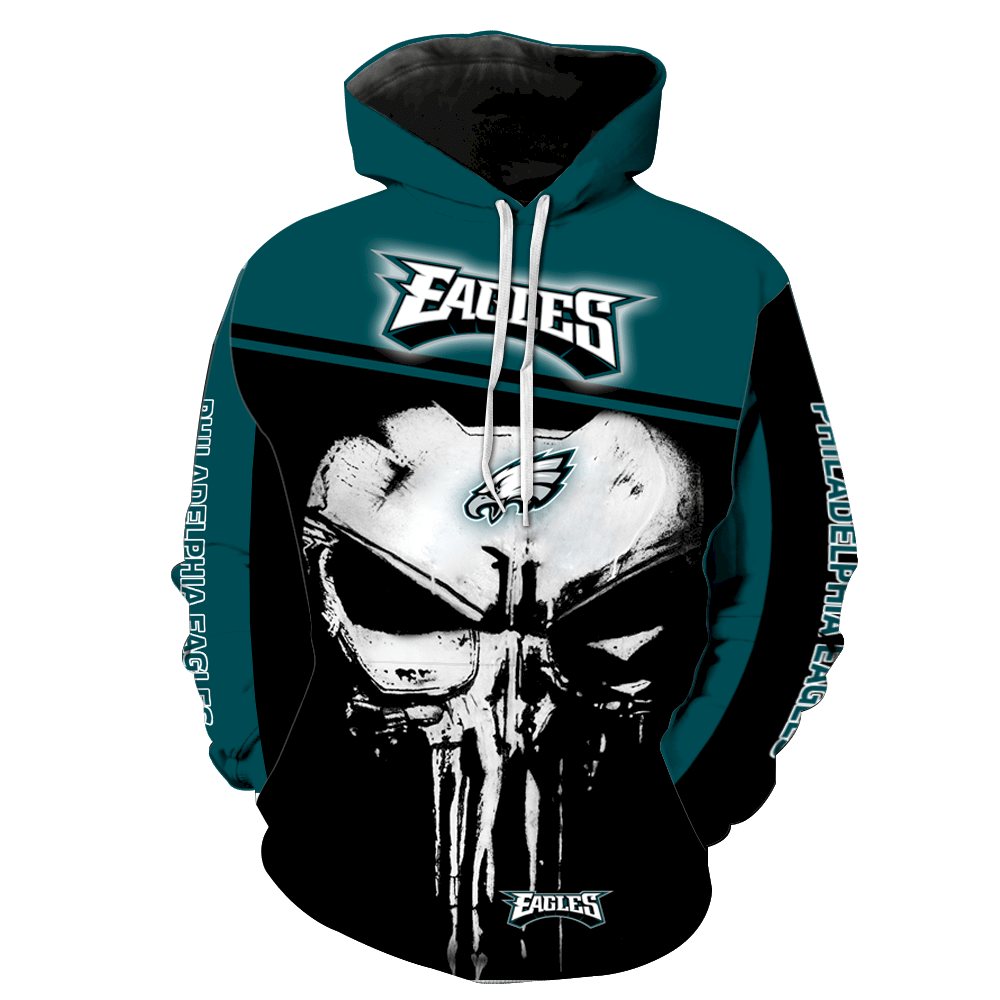 Philadelphia Eagles Punisher Skull New Full All Over Print V1447 Hoodie Zipper