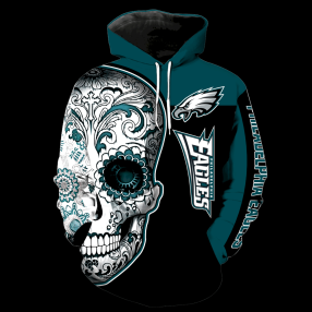 Philadelphia Eagles Skull Full Print K1094 Hoodie Zipper