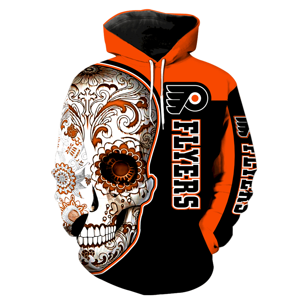 Philadelphia Flyers Skull Full Print K1071 Hoodie And Zipper Men Women