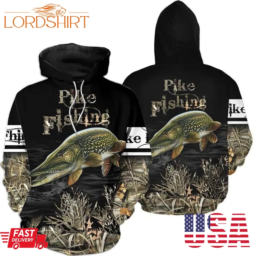 Pike Fishing 3D Hoodie Pike Fishing Gifts For Men