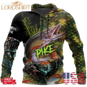 Pike Fishing Graphic 3D Hoodie All Over Print Father's Day Gifts For Fisherman