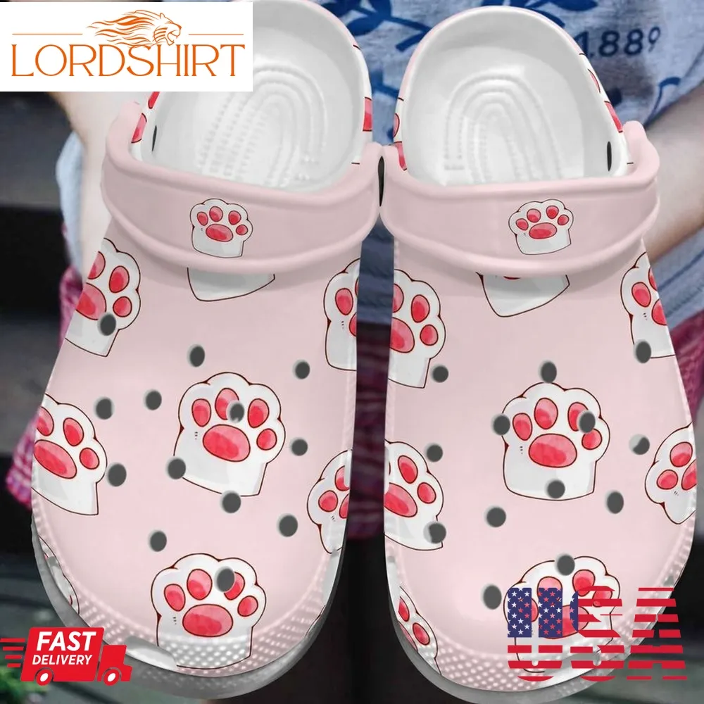 Pink Cat Foot Shoes Crocs Crocbland Clogs Birthday Gift   Cat Foot