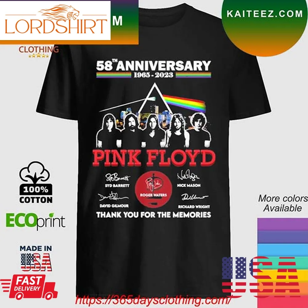 Pink Floyd 58Th Anniversary 1965 2023 Thank You For The Memories Signatures T Shirt