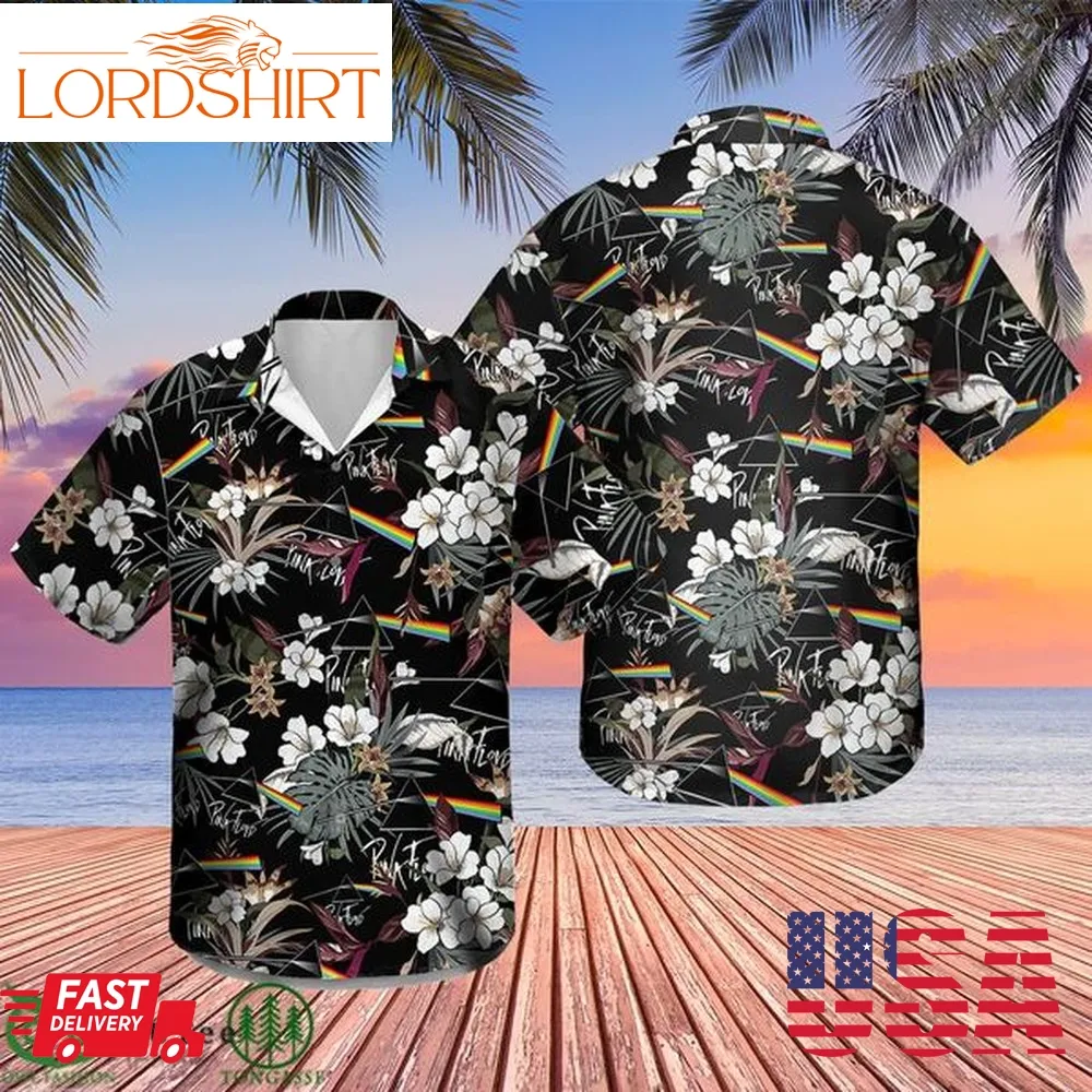 Pink Floyd Hawaiian Shirts Black Floral Rock Music