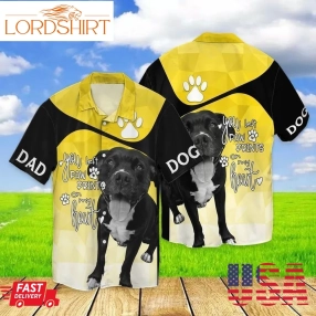 Pit Bull Dog You Left Paw Prints On My Heart For Men And Women Graphic Print Short Sleeve Hawaiian Casual Shirt Y97