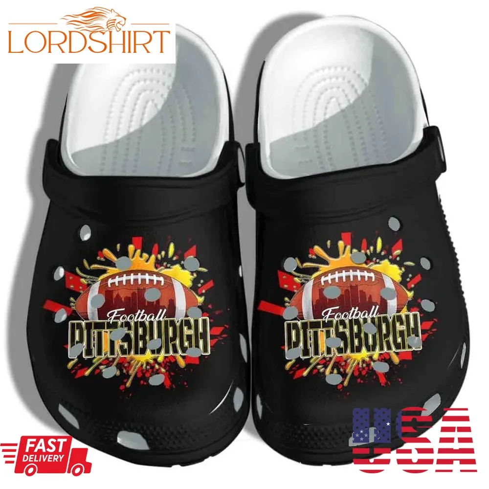 Pittsburgh Football Shoes Crocs   Funny Sport Clog Birthday Gift Man Women