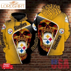 Pittsburgh Steelers Nfl Skull Gold 3D Hoodie Sweatshirt