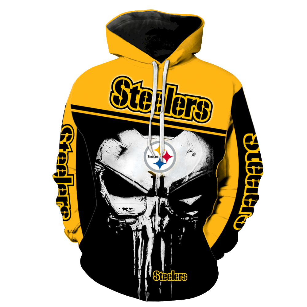 Pittsburgh Steelers Punisher New Skull Full All Over Print K1216 Hoodie Zipper