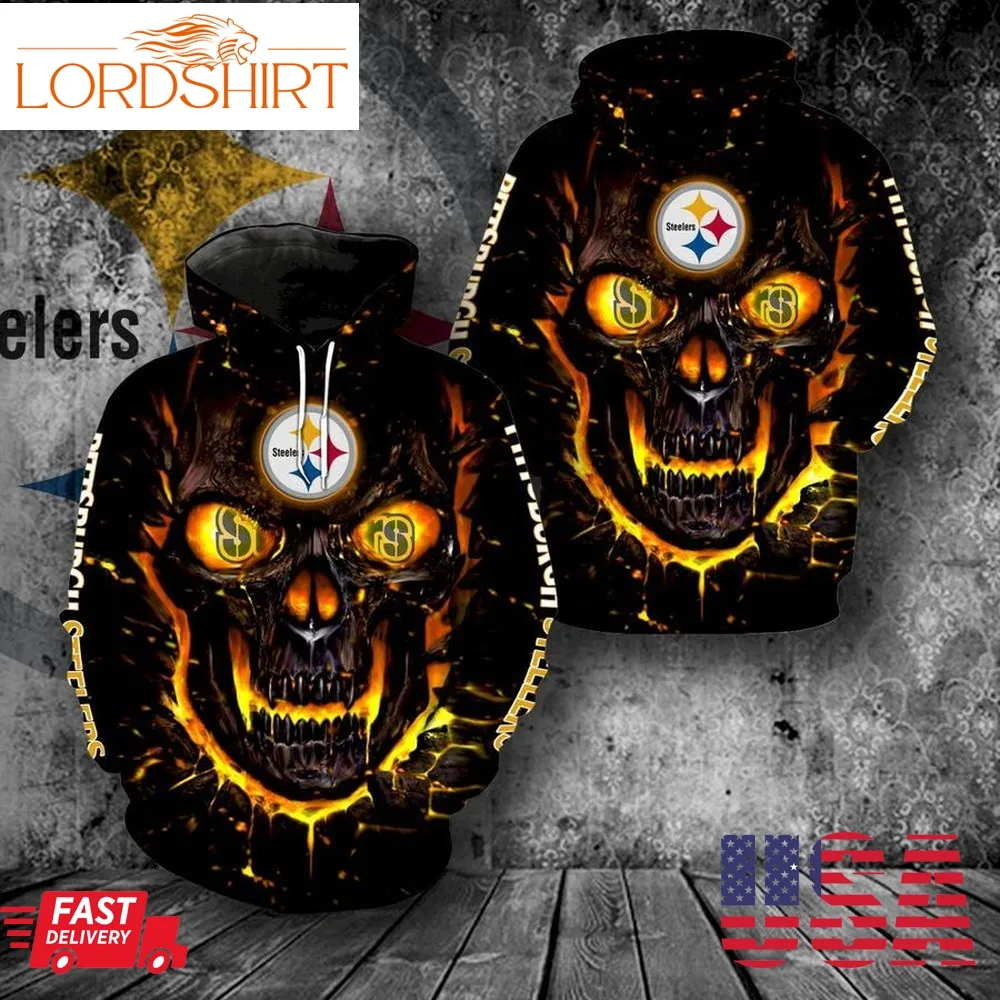 Pittsburgh Steelers Skull 3D Hoodie And Zipper For Men And Women V1081