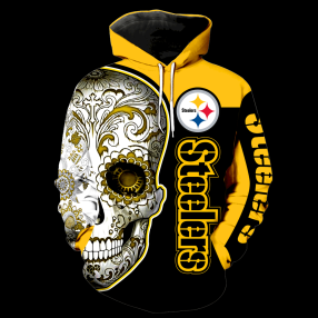 Pittsburgh Steelers Skull Full Over Print K1035 Hoodie Zipper