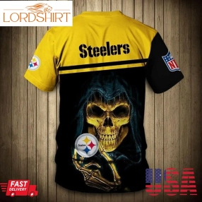 Pittsburgh Steelers T Shirt Skull 3D Short Sleeve