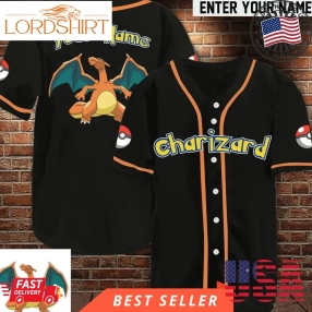 Pokemon Charizard Custom Name Pikachu Halloween Baseball Jersey