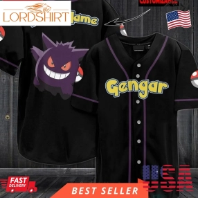 Pokemon Gengar Custom Name Pikachu Halloween Baseball Jersey