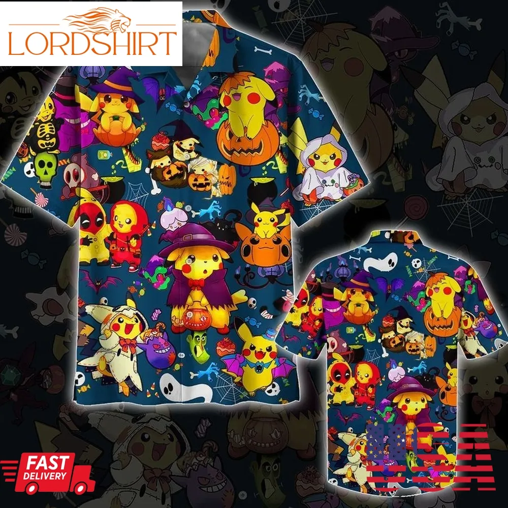 Pokemon Hawaiian Shirt, Hawaiian Shirt Pokemon, Pikachu Hawaiian Shirt, Pokemon Halloween Shirt, Pikachu Halloween Shirt