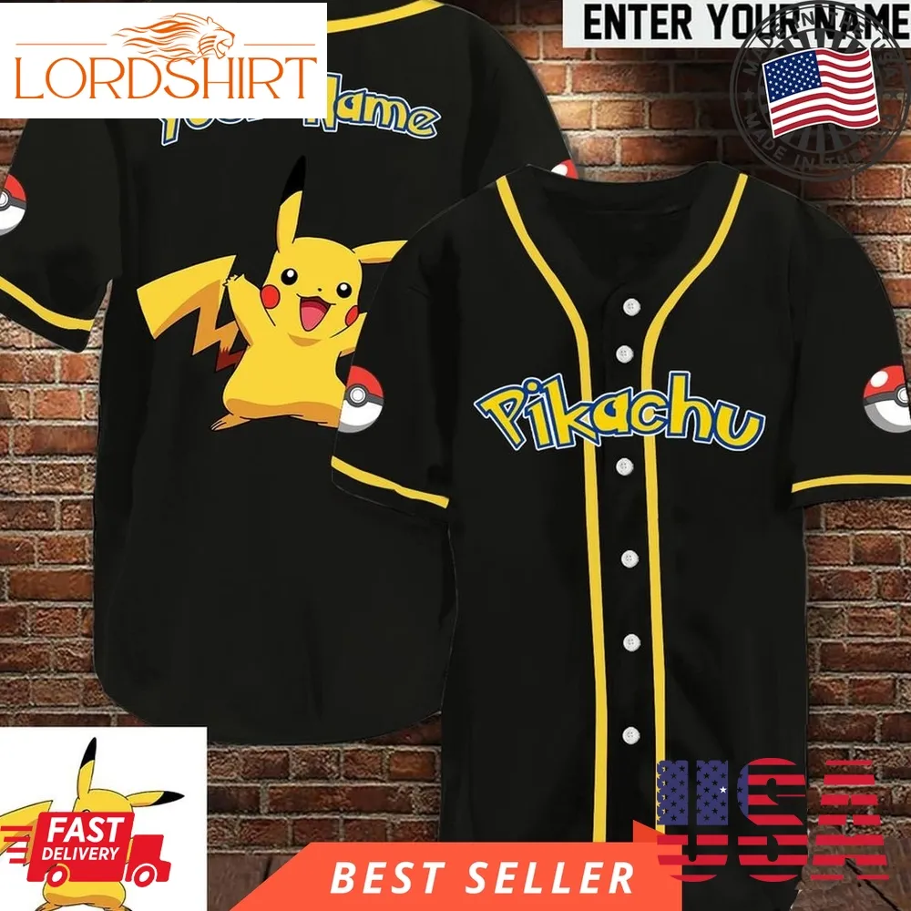 Pokemon Pikachu Cute Custom Name Pikachu Halloween Baseball Jersey