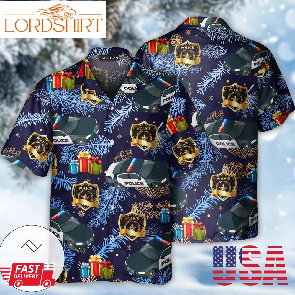 Police Christmas Pattern Merry Christmas Hawaiian Shirt