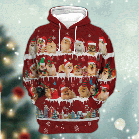 Pomeranian Snow Christmas 3D Hoodie