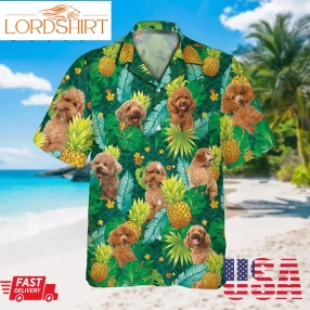 Poodle Dog Hawaiian Shirt,Tropical Clothing For Pet Lovers,Pineapple Short Sleeve Beach Shirt,Gift Ideas For Dog Lovers,Dog Dad Mom