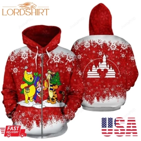 Pooh  Christmas 3D All Over Printed Hoodie Zip  Up