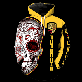 Porsche Ag New Skull All Over Print K1047 Hoodie Zipper