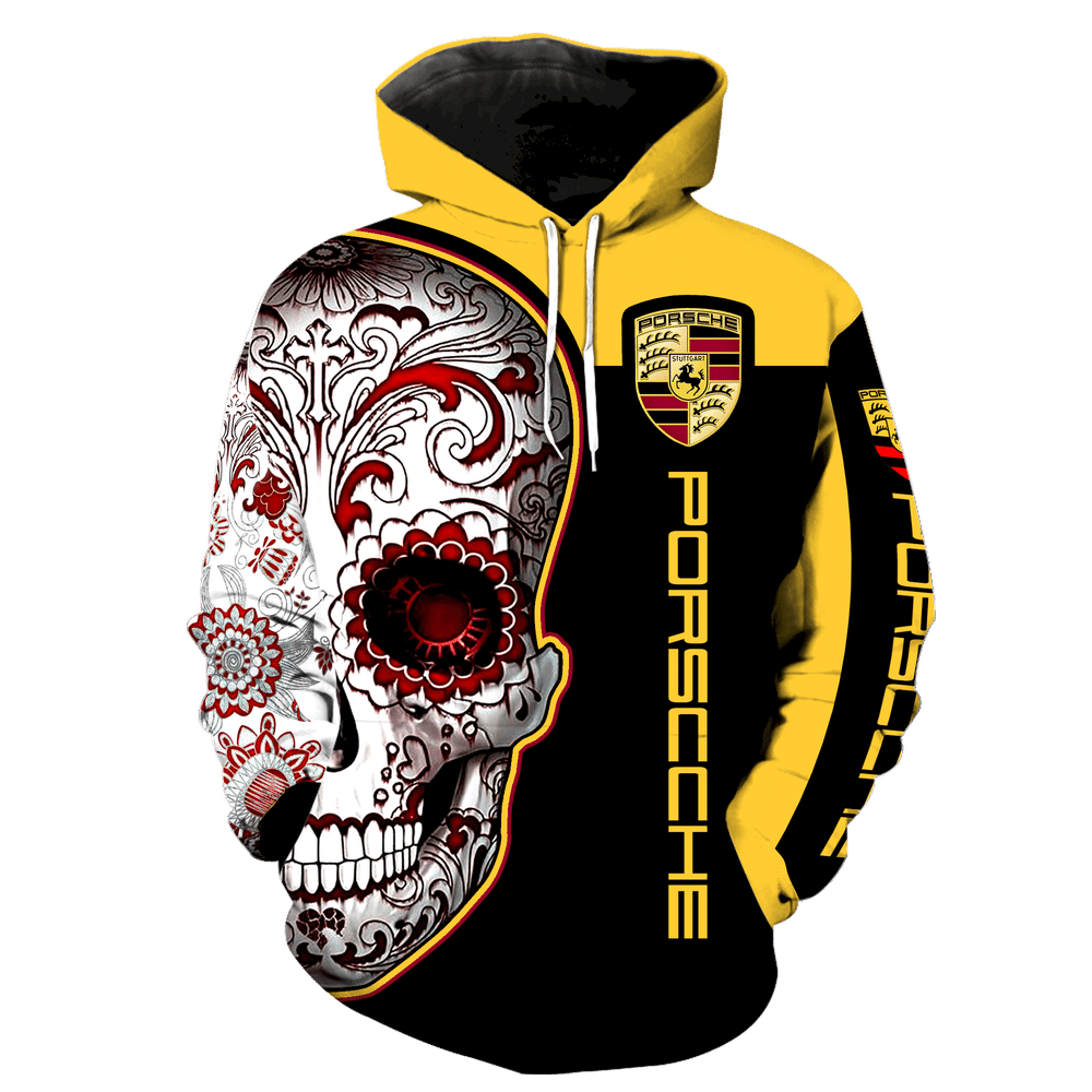 Porsche Ag New Skull All Over Print K1047 Hoodie Zipper