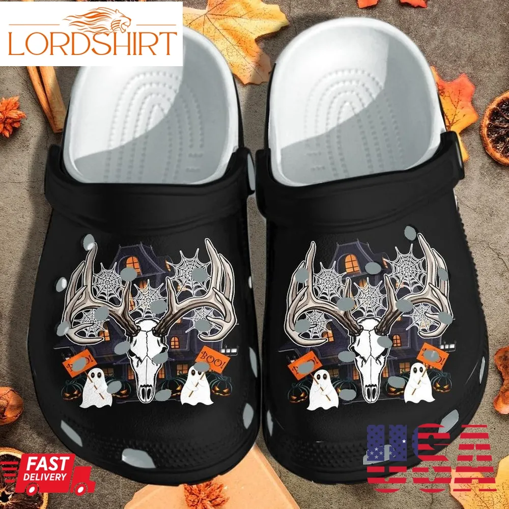 Portrait Deer Skull Ghost Pumpkin Castle Shoes Clog   Happy Halloween Crocs Crocband Clog Birthday Gift For Man Women