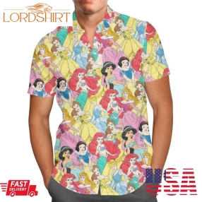 Princess Sketches Disney For Men And Women Graphic Print Short Sleeve Hawaiian Casual Shirt Y97