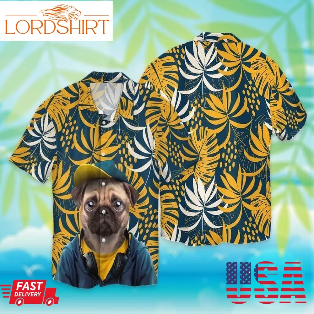 Pug Dog For Men And Women Graphic Print Short Sleeve Hawaiian Casual Shirt Y97   8364