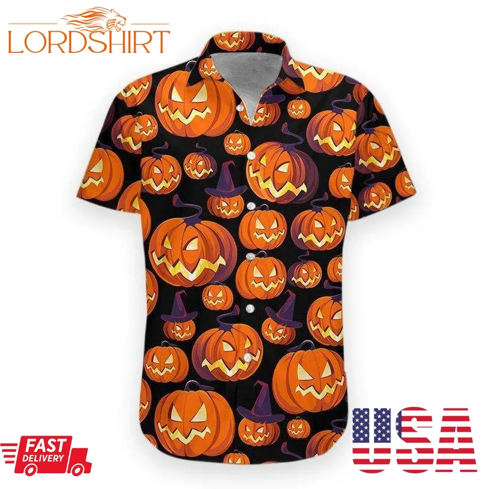 Pumpkin 3D All Over Print Summer Button Design For Halloween Hawaii Shirt