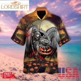 Pumpkin And Skull Lantern Halloween Hawaiian Shirt, Print Aloha Short Sleeve Unisex Shirt