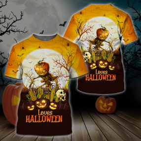 Pumpkin Farmer Skull Happy Halloween 3D T Shirt