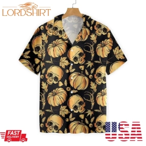Pumpkin  Skull 3D All Over Print Summer Button Design For Halloween Hawaii Shirt