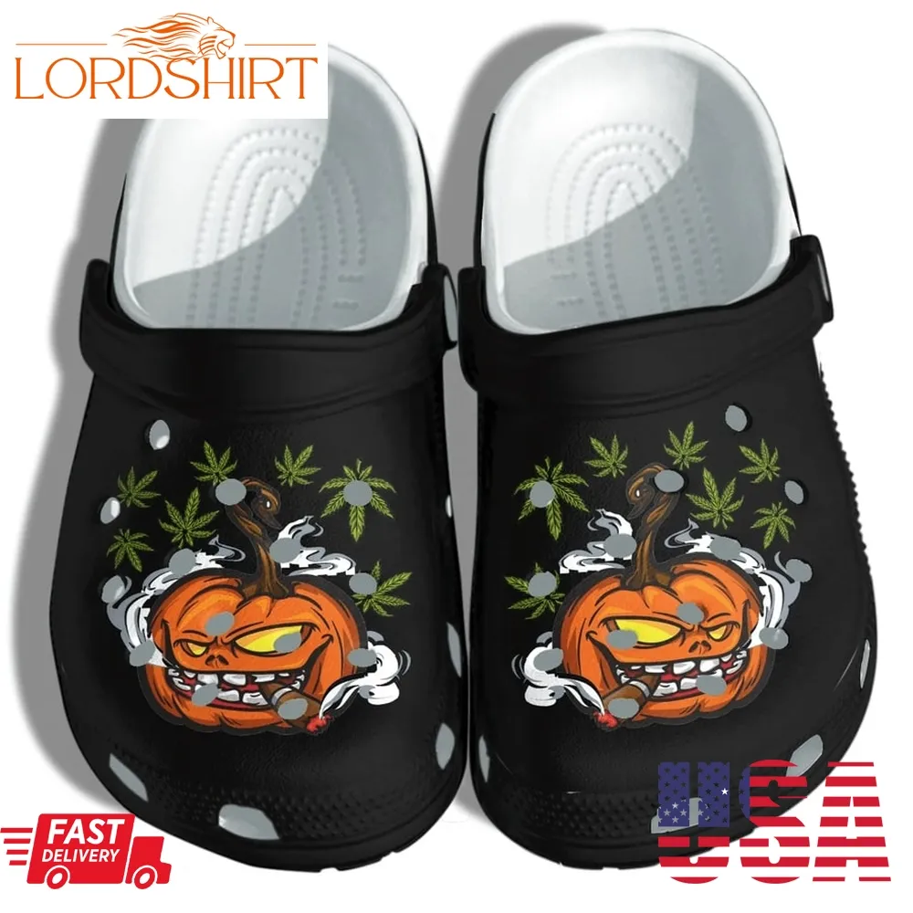 Pumpkin Smoking Funny Weed Tattoo Halloween Crocs Shoes   Halloween Clog Crocs Crocband Clog Birthday Gift For Man Women