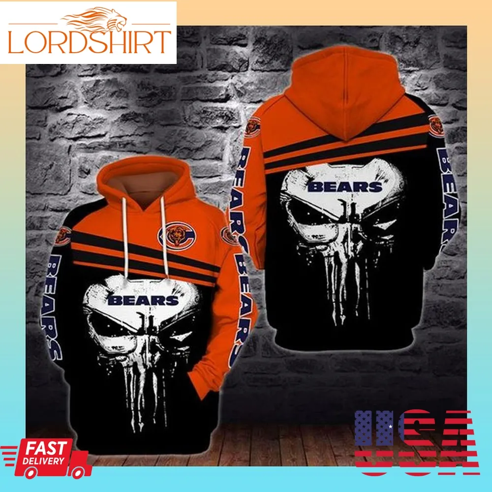 Punisher Skull Chicago Bear 3D Hoodie