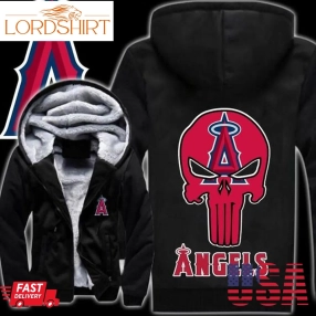 Punisher Skull Los Angeles Angels 3D Fleece Hoodie