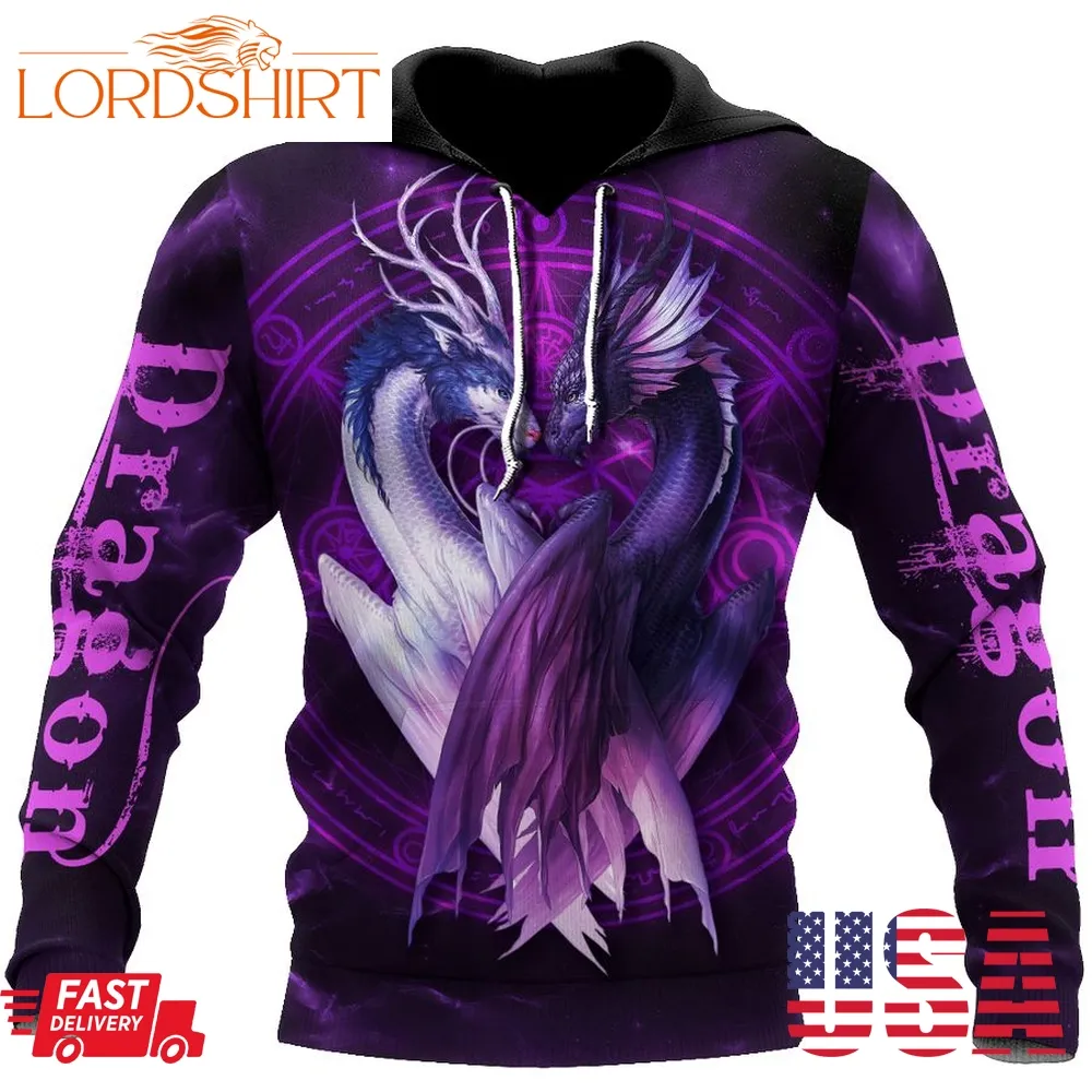 Purple Dragon 3D Hoodie Shirt For Men And Women