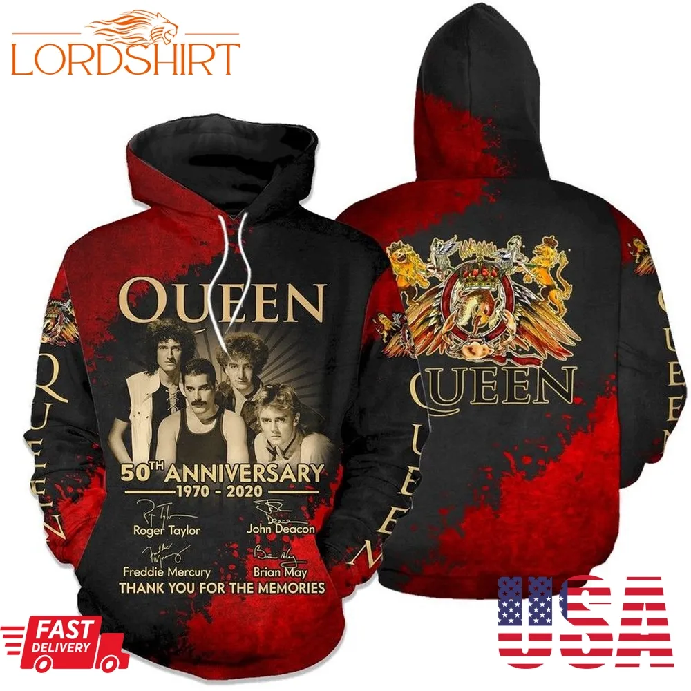 Queen 50Th Anniversary 1970 2020 3D Hoodie Sweatshirt