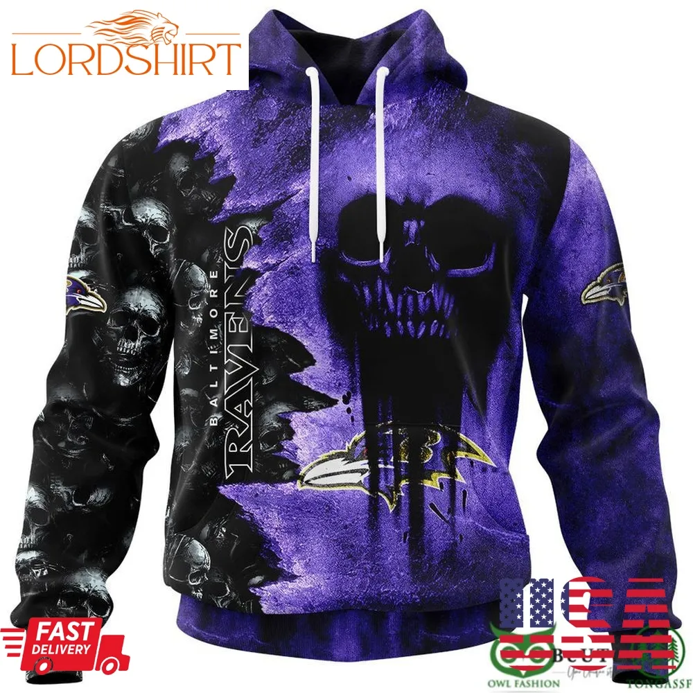 Ravens Halloween Cemetery Skull 3D Hooodie Sweatshirt