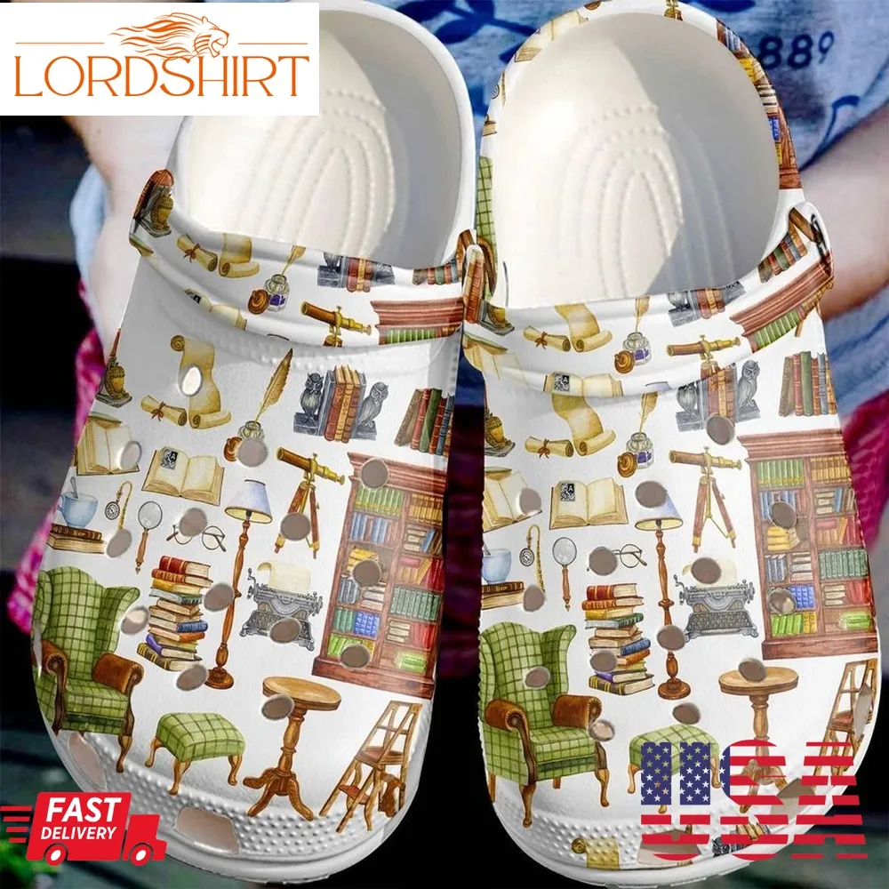 Reading Personalize Clog Custom Crocs Fashionstyle Comfortable For Women Men Kid Print 3D Home Library