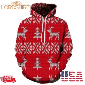 Red 3D Christmas Hoodie Sweatshirt Hoodie Pullover Custom