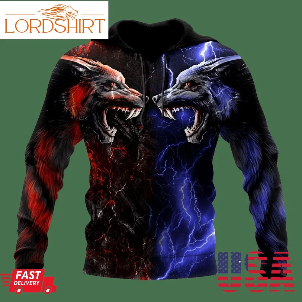 Red And Blue Dragon And Wolf 3D Hoodie Shirt For Men And Women Am102013